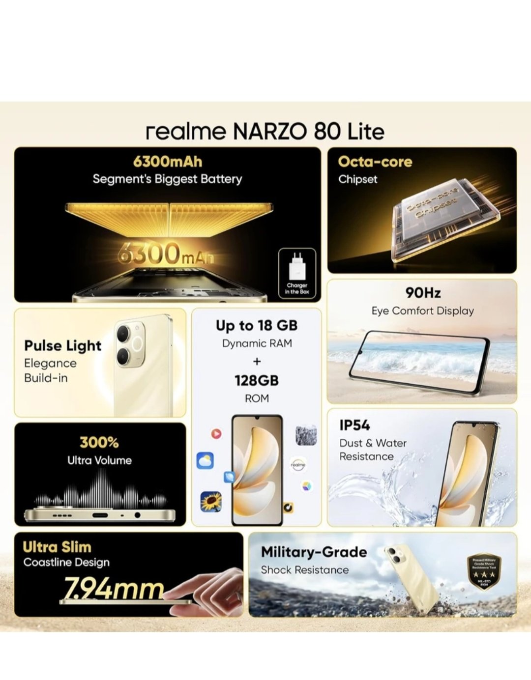 Realme Narzo 80 Lite 4g (Beach Gold)